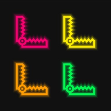 Bear Trap four color glowing neon vector icon clipart
