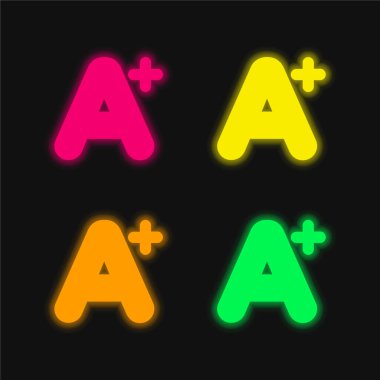 A + Mark dört renk parlayan neon vektör simgesi