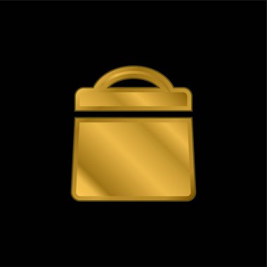 Poşet doldurulmuş altın kaplama metalik simge veya logo vektörü