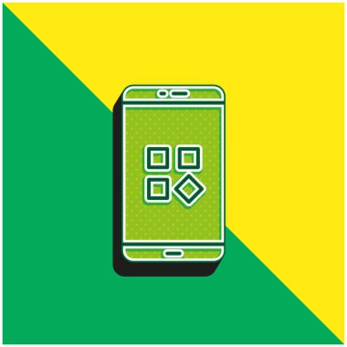 Uygulamalar yeşil ve sarı modern 3d vektör simgesi logosu