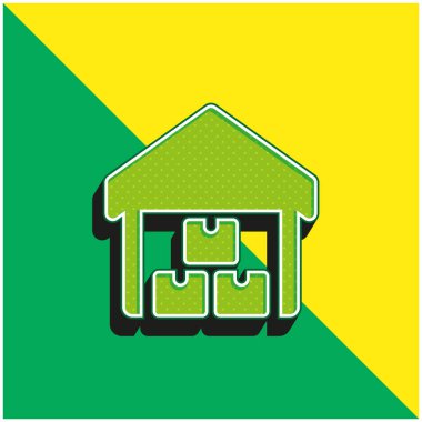 Kutular Yeşil ve Sarı Modern 3D vektör simgesi logosu