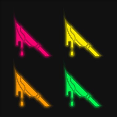 Kahrolası dört renkli parlak neon vektör simgesi