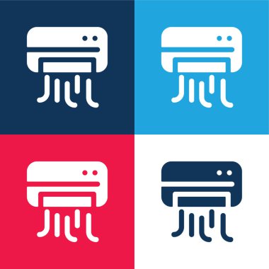 Klima mavi ve kırmızı dört renk minimal simgesi seti