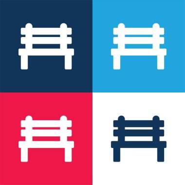 Bench blue and red four color minimal icon set clipart