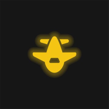 Uçak sarı, parlayan neon simgesi