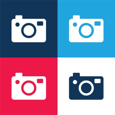 Büyük Fotoğraf Makinası mavi ve kırmızı dört renk minimal simgesi seti