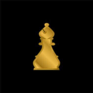 Bishop Chess Parçası Altın kaplama metalik simge veya logo vektörü