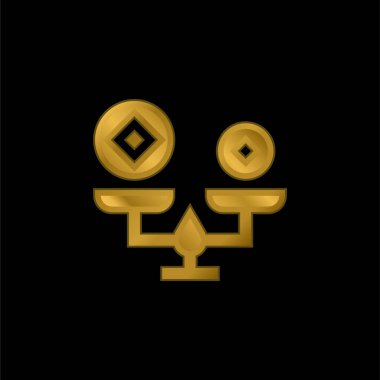 Altın kaplama metalik simge veya logo vektörünü dengele