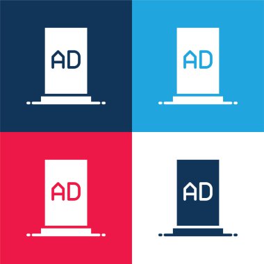 Reklamcılık Mavi ve kırmızı 4 renk minimal simgesi kümesi
