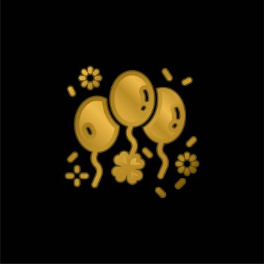 Balon altın kaplama metalik simge veya logo vektörü