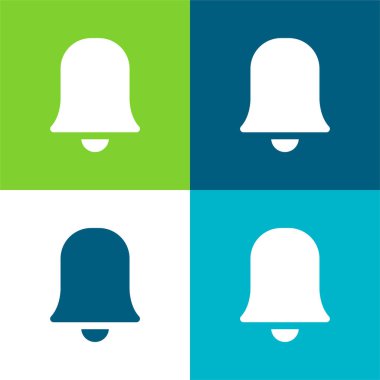 Alarm Siyah Doldurulmuş Çan Sembolü Düz Dört renk minimal simgesi seti