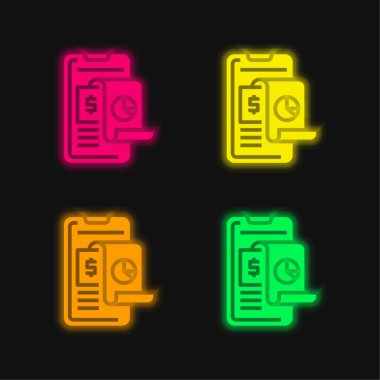 Parlayan dört renk neon vektör simgesini analiz et