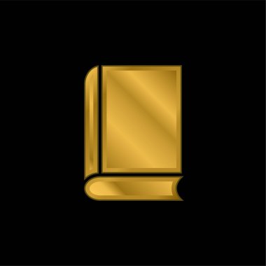 Kitap altın kaplamalı metalik simge veya logo vektörü