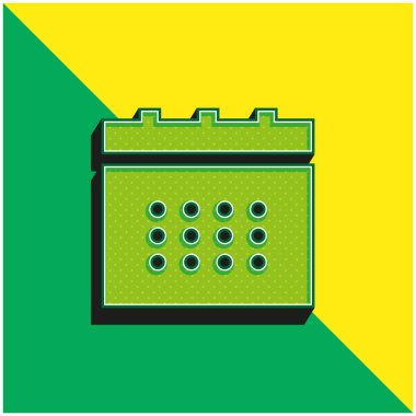 Yıllık Yeşil ve Sarı Modern 3d vektör simgesi logosu