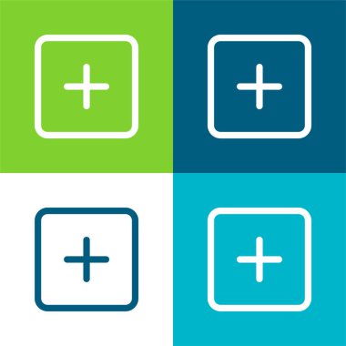 Kare Özellikli Arayüz Düğmesi Düz 4 renk minimal simgesi seti ekle