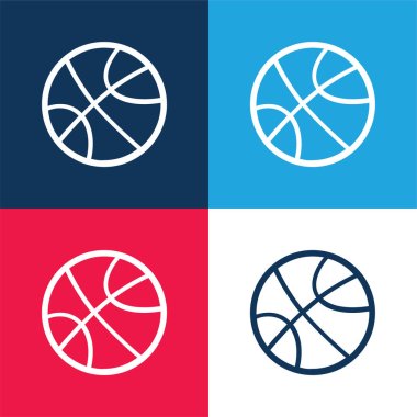 Ball For Sports blue and red four color minimal icon set clipart