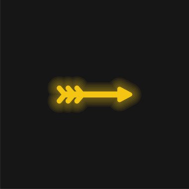 Sarı ok parlayan neon simgesi