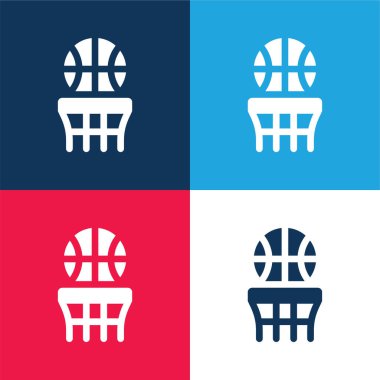 Basketbol mavisi ve kırmızı dört renk minimal simge seti