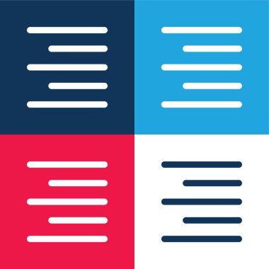 Sağ mavi ve kırmızı dört renk en düşük simge kümesini hizala