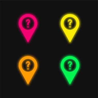 Ask four color glowing neon vector icon clipart