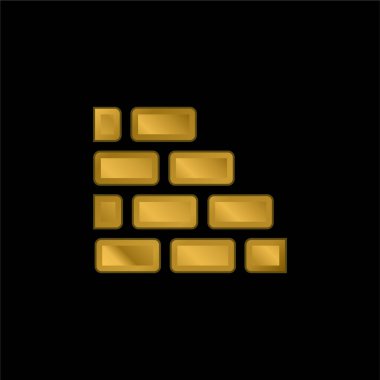 Tuğla Duvar altın kaplama metalik simge veya logo vektörü