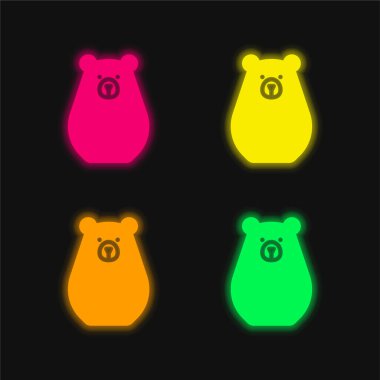 Bearbot dört renkli parlayan neon vektör simgesi