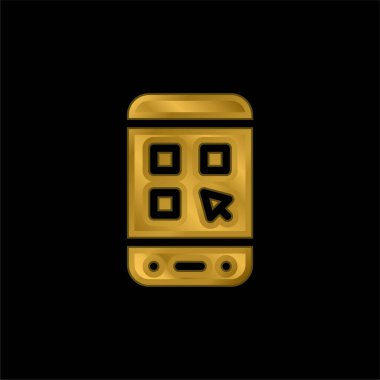 Uygulama altın kaplama metalik simge veya logo vektörü