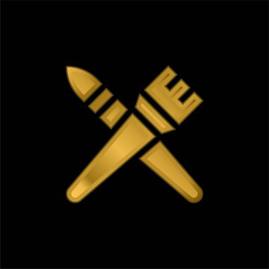 Sanat altın kaplamalı metalik simge veya logo vektörü