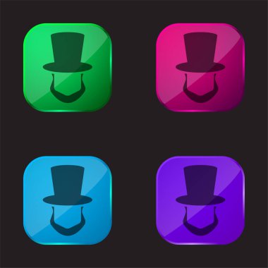 Abraham Lincoln Hat And Beard Shapes four color glass button icon