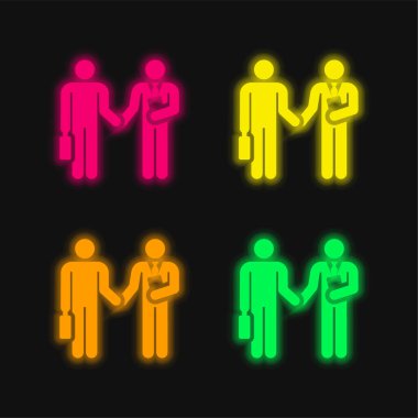 Ucuzluk dört renk parlayan neon vektör simgesi