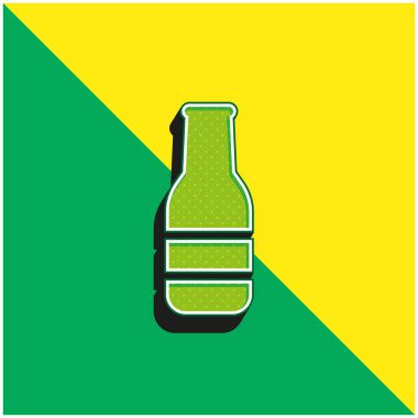 Bira Şişesi Yeşil ve Sarı 3D vektör simgesi logosu