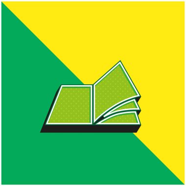 Kitap Yeşil ve Sarı Modern 3D vektör simgesi logosu
