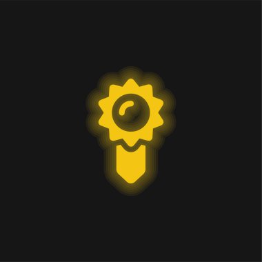 Yer imi sarı parlak neon simgesi