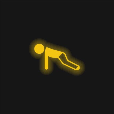 Şınav çeken çocuk sarı parlak neon simgesi