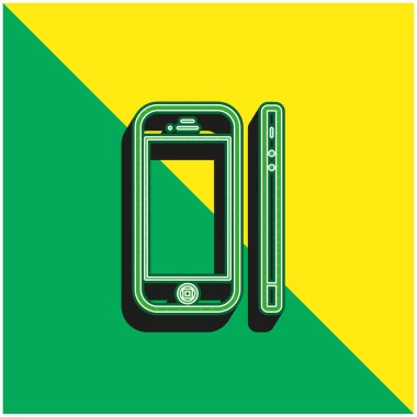 Apple Iphone 4 from Front and Side View Green ve yellow 3d vektör logosu