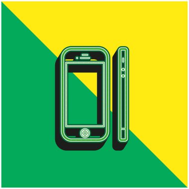 Apple Iphone 4 from Front and Side View Green ve yellow 3d vektör logosu