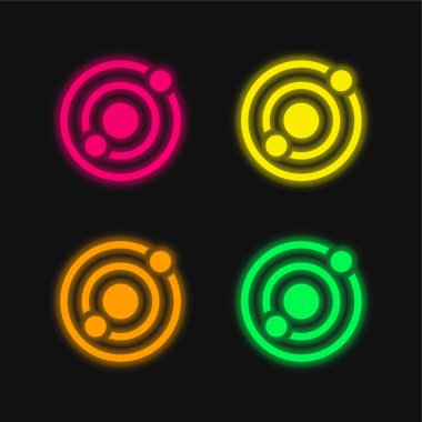 Astronomy four color glowing neon vector icon clipart