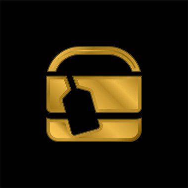 Etiket altın kaplama metalik simge ya da logo vektörlü çanta