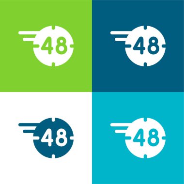 48 Saat Düz 4 renk en az simge seti