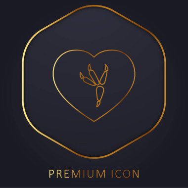 Bird Print golden line premium logo or icon clipart