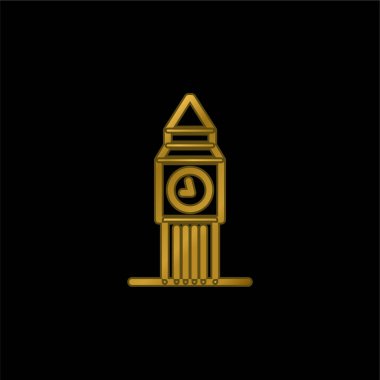 Big Ben altın kaplama metalik simge veya logo vektörü