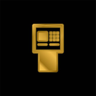 ATM altın kaplama metalik simge veya logo vektörü