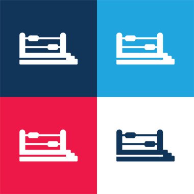 Boks Yüzüğü Mavi ve Kırmızı Dört Renk Minimum Simgesi