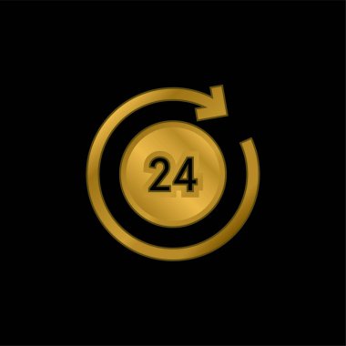 24 Saat Altın Kaplama Metal Simge veya logo Vektörü
