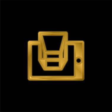 3d Altın kaplama metalik simge veya logo vektörünü göster