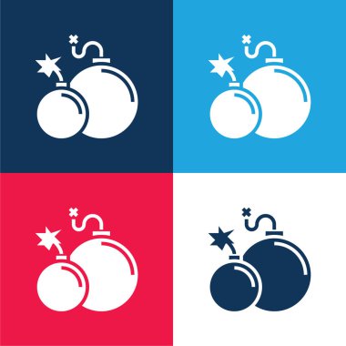 Atom Bombası Mavi ve Kırmızı Minimum Renk Simgesi