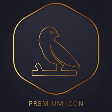 Bird On A Branch golden line premium logo or icon clipart
