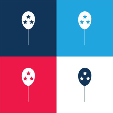 Balon mavi ve kırmızı dört renk minimal simge kümesi