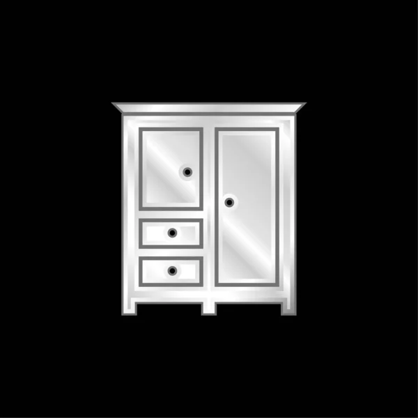 Черный Закрытый Шкаф Одежды Серебристым Металлическим Иконой — стоковый вектор