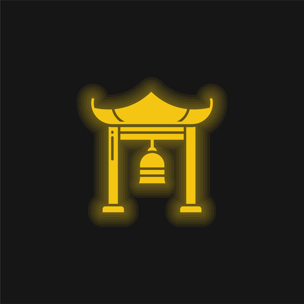 Bell yellow glowing neon icon